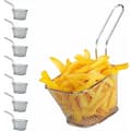 8-pack mini frityrkorgar i rostfritt stål serveringskorgar för pommes frites, snacks, restaurang, pub, cateringanvändning