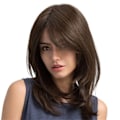 Miniatyrbild 2 av 3: TG Peruk Damperuk Lång Rak Syntetisk Peruk Full Bangs Andas Brun