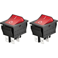 Miniatyrbillede 1 af 5: 4-Terminal ON/OFF vippekontakt, rødt lys (pakke med 2)