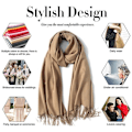 Miniatyrbillede 5 af 5: Stor blød Cashmere Silkeslen Pashmina Wrap Scarf til kvinder - Sort