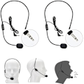 Miniatyrbilde 2 av 8: Sett med 2 headset-mikrofoner, fleksibel kablet mikrofonarm for stemmeforsterker, lærere, foredragsholdere, trenere, presentasjoner, seniorer og mer Svart Svart Svart