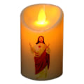 Miniatyrbillede 3 af 5: Jesus Kristus Lysende LED-Stearinlys Romantisk Søjlelys Batteridrevet til Kristen Kirke Hellig Dekoration null - 1