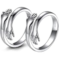 Miniatyrbilde 1 av 4: 2 stk Klem Ring, 925 Sterling Sølv Klem Ringer For Kvinner Menn Jenter Kjærlighet Klemmer Åpen Løfte Ring