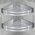 Hylde til Brusebad uden Boring, Hjørne, Flyaluminium med 2 Kroge, Selvklæbende Rustfri Holder til Badeværelset