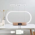 Miniatyrbilde 5 av 5: Trådløs Lader Nattbordslampe, Berøring med USB-port, Induksjonslader med Klokke, Bordlampe med 3 Fargemoduser og Dimbar, Tre & Hvit