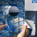 Pikkukuva 1 / 5: 16 kpl DIY kylpyhuonepeililaatat Seinätarrat 30x15cm Sininen itseliimautuva heijastava sisustus