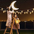 Pikkukuva 5 / 5: 40 LED-valosarjan Ramadan-koristeet Tähti & Kuu Ramadan Mubarakille, kotiin, verhoon, ulkotiloihin ja