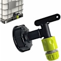 Miniatyrbillede 1 af 5: 1000L Plasttankhane med haveslangekobling, IBC tankhaneadapter, 3/4 tommer gevindkobling til regnvandsopsamler, brændstoftank