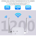 Miniatyrbild 4 av 5: 5G + 2.4G 1200Mbps Trådlös WiFi Repeater Dubbla Antenner Signal Förstärkare Lång Räckvidd Extender..DEBUNS
