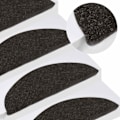 Miniatyrbilde 1 av 8: vidaXL Selvklebende Trappematter 15 stk. 56x17x3 cm Svart Black Svart