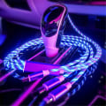 Pikkukuva 3 / 3: 3-in-1 USB-kaapeli LED-valolla, latausjohto, latauskaapeli, johto Type-C Android iPhone - 1,2 m sininen