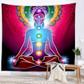 Miniatyrbilde 3 av 5: Veggteppe, Chakra 7 Indisk Gobeleng Veggdekor Buddha Statue