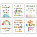 Miniatyrbilde 1 av 5: Fargerike ordkunsttrykk, sett med 6 (8\"X10\"), inspirerende sitater Motiverende ordtak Canvas-plakat, Rainbow World Crayon Ink Splatters Wal
