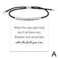 Miniatyrbild 1 av 7: CTDWNT Låt inte de tuffa dagarna vinna armband för kvinnor och män, Inspirerande Black onesize