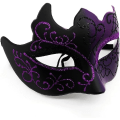 Miniatyrbillede 3 af 5: Sort og lilla - venetiansk maske, maskerademaske, venetiansk maske