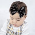 Miniatyrbilde 4 av 7: Baby Spedbarn Jenter Hårbånd Paljett Sløyfe Hodebånd Turban Knute Hår Hodeplagg (Svart) A4 Svart A4 Svart A4 Svart