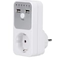 Miniatyrbillede 1 af 5: Udtag med timer og USB, 16A, 230V, Hvid