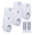 Set of 5 Programmable Power Outlets, Wireless Remote Control Socket with 2 Remote Controls