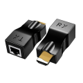Miniatyrbillede 2 af 4: HDMI-forlænger, HDMI til RJ45 1080p LAN-netværk HDMI-forlængelse op til 30 m over Cat5e/6 UTP LAN Ethernet-kabel (sort)
