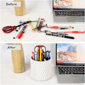 Miniatyrbillede 5 af 5: Makeup Penselholder - 360° Rotation Multifunktionel Skrivebords Penneholder, Kontorstation Multifunktionel Opbevaringsboks