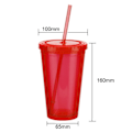 Miniatyrbild 2 av 5: 4 st 450 ml platta lock med sugrör, transparent täckt mjölktekopp, hushållskaffekopp, dubbellager plastkopp, dricksvattenkopp (slumpmässig färg)