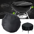 Runt BBQ-överdrag Vattentätt Dammtätt Utomhus Eldstadsskydd för Utegrill, Svart 85x40cm