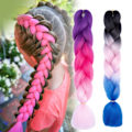 Miniatyrbilde 3 av 5: TG Gradient Farge Kvinner Flettet Hår Høy Kvalitet Holdbare Lange Pigtails for Kvinner Jenter Kc24