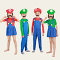 Miniatyrbilde 5 av 8: Mario-kostyme, Super Mario-klær, Halloween-ball-dekorasjon, hatt, barnekostyme for cosplay-forestillinger Children's male red L