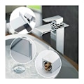 Miniatyrbild 3 av 5: Badrumsblandare Vattenfall Bassängblandare Hög Pip Krom Handfat Blandare Modern Design..DEBUNS