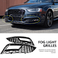 Miniatyrbild 2 av 5: RS4 Style Glans Svart Frontstötfångare Dimljusgaller för Audi A4 B8.5 2013-2016 (2 st)