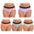 Miniatyrbilde 1 av 5: Stretchtruser i bomull for kvinner, middels høy midje, truser Trosor 5-pack (L)