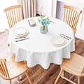 Waterproof Vinyl Tablecloth, Round Heavy Duty Tablecloth, Wipeable Tablecloth for Kitchen and Dining Room (White, 60\" Round)_yux
