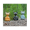Miniatyrbillede 4 af 5: Kreativ Sort Buddha Kat Statuette Meditation Yoga Kat (sort)