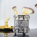 Miniatyrbillede 3 af 5: Elegant Organizer til skrivebordspenne, blyanter, makeupbørster, opbevaringsholder, skrivebordsdekorationer til soveværelset, sølv