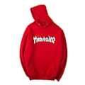 Miniatyrbild 3 av 5: Unisex Thrasher Hoodie med bokstavstryck, tröja med dragsko och ficka svart 1 S