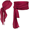 Pikkukuva 1 / 4: Merirosvoasu asustesetti Retro Durag pitkäpyrstöinen merirosvohattu isolla reunalla Keskiaikainen renessanssiteema Cosplay-asu Halloween-juhliin BY Viininpunainen