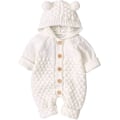 Miniatyrbillede 1 af 4: Nyfødt baby ørehætte strikket sparkedragt overall varmere snedragt til drenge piger 80cm 80 cm 80 cm Beige