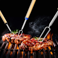 Miniatyrbillede 4 af 4: Grillspyd til pejs - Sæt med 7 udtrækkelige teleskopiske spyd i rustfrit stål