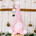 Pikkukuva 5 / 5: 2 kpl, neulottu valkoinen parta Rudolph Red + Neulottu valkoinen parta Rudolph Pink istuva nukke koriste pehmonukke