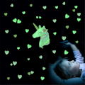 Pikkukuva 3 / 5: 2k hehkuvat tähdet itseliimautuvat seinätarra Unicorn Stickers