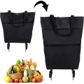 Miniatyrbilde 1 av 4: Galaxy 2 i 1 sammenleggbar totrinns glidelås handlevogn med hjul Handlepose (svart) Svart