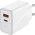 30W Hurtiglader med 2 Porter - PD20W + QC 3.0 for iPhone 16 Pro, iPhone 16 Pro Max, iPhone 16 Plus, iPhone 15 Pro, 15 Plus - Hvit_yux