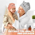 Pikkukuva 5 / 5: 2 kpl mikrokuitu hiuspyyhkeitä, vaaleanpunainen, harmaa (kissa), imukykyinen h
