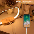 Miniatyrbilde 3 av 5: Trådløs Lader Nattbordslampe, Berøring med USB-port, Induksjonslader med Klokke, Bordlampe med 3 Fargemoduser og Dimbar, Tre & Hvit