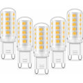 Miniatyrbild 1 av 5: G9 LED-lampa - 5W motsvarande 3,2W -3,4W G9 halogen, 420LM, minilampa, kallvit 6000K, flimmerfri, AC100-265V, ICKE-dimmbar, 5-pack