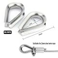 Miniatyrbilde 3 av 5: 50 stk. M2 304 Rustfritt Stål Wiretau Kauser Hjertekaus for Stålkabel for 2mm Wiretau