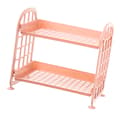 Desktop Storage Rack Double Layer Hollow Design Simple Stylish Desk Shelf Pink