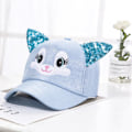 Pikkukuva 1 / 5: Barnflicka Tecknad Katt Paljetter Öron Cap Snapback-hatt för småbarn