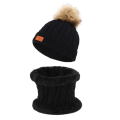 Miniatyrbilde 1 av 3: Baby, skjerfsett for jenter og gutter, varm pels-bobble beanie-lue