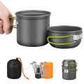 Miniatyrbild 3 av 3: Utomhusmatlagningsset Campingköksutrustning Non-Stick Skål Gryta med Minibehållare Spisbrännare